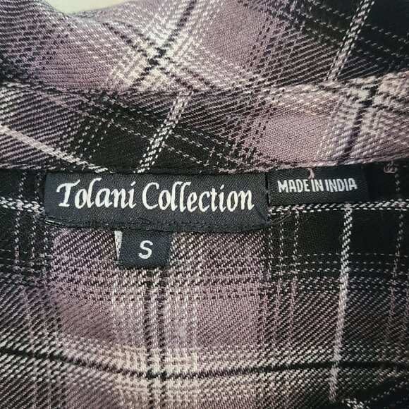 Tolani Collection Mixed Print Tunic Top Button Front Plaid Floral S Artsy - Picture 4 of 7